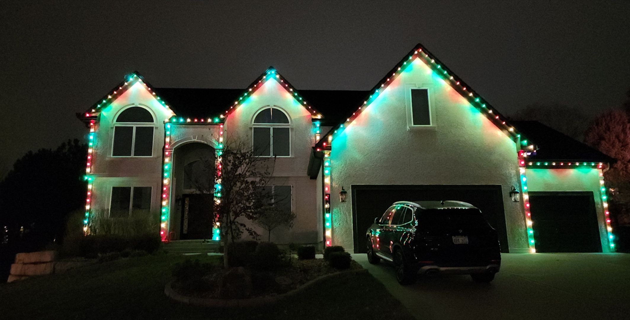Holiday light display installed by Lentz Lighting