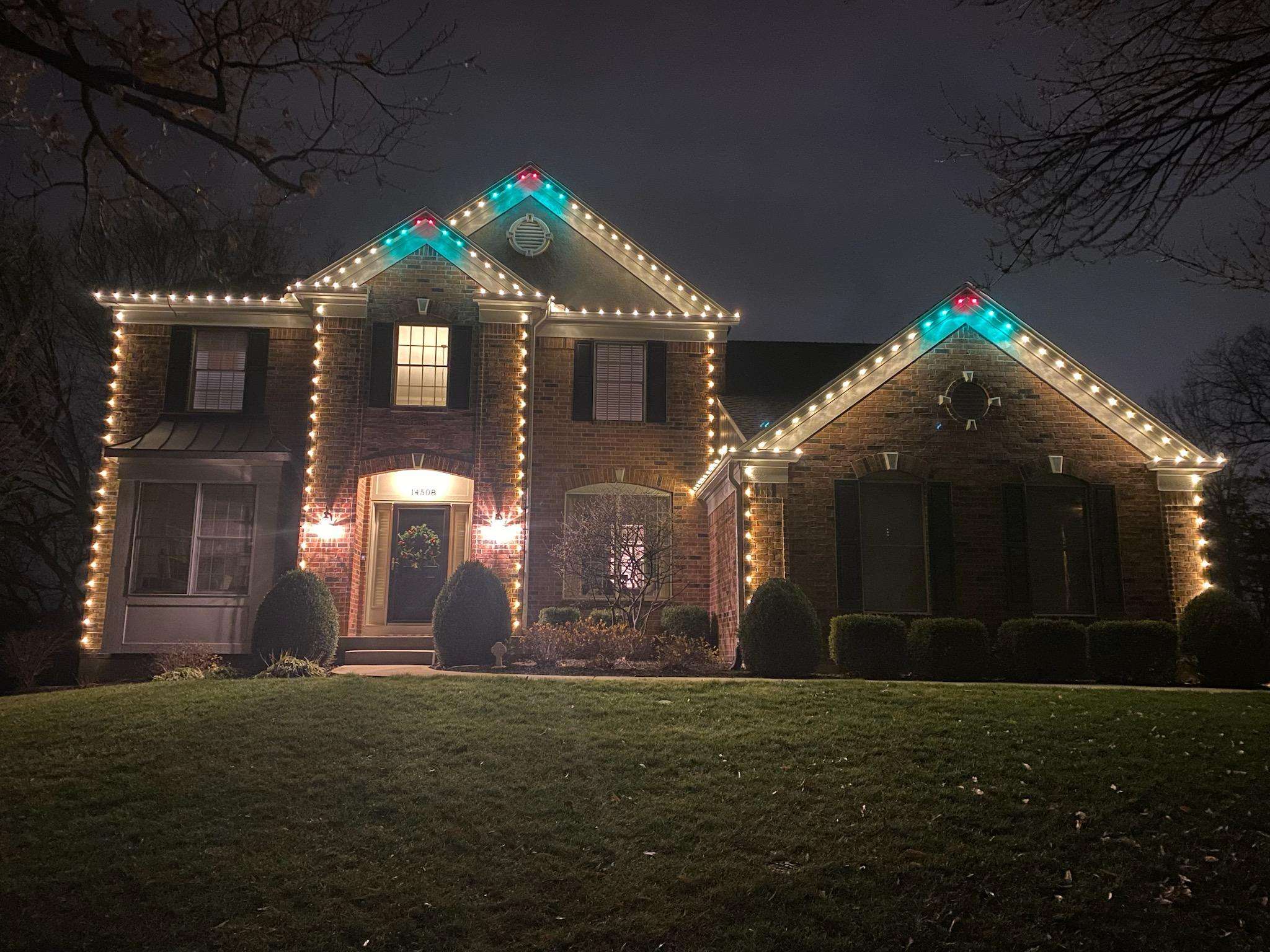 Holiday light display installed by Lentz Lighting