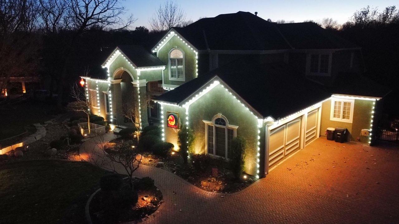 Holiday light display installed by Lentz Lighting
