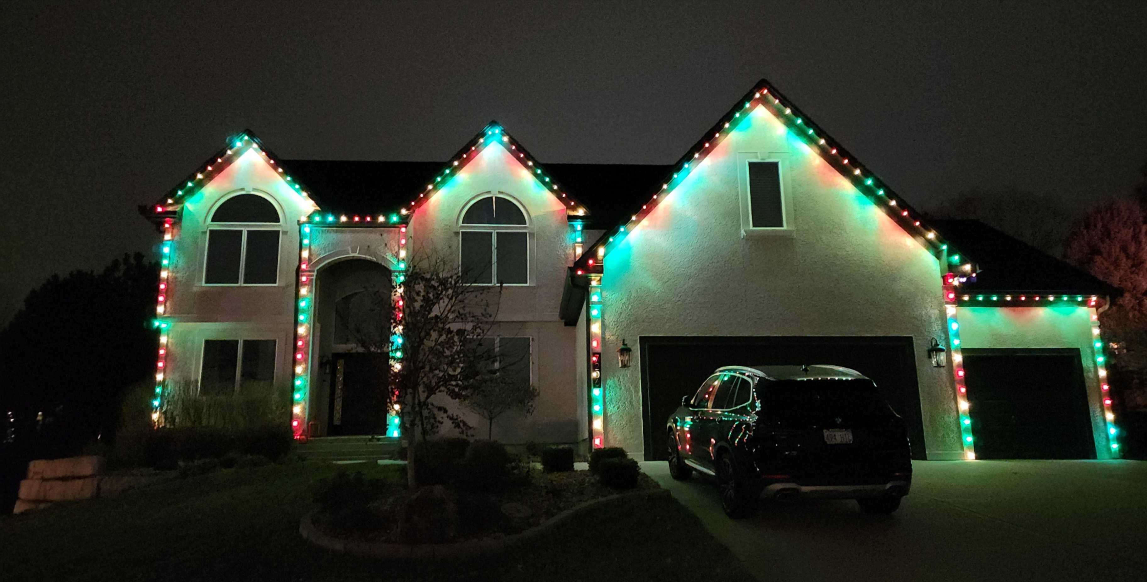 Holiday light display installed by Lentz Lighting